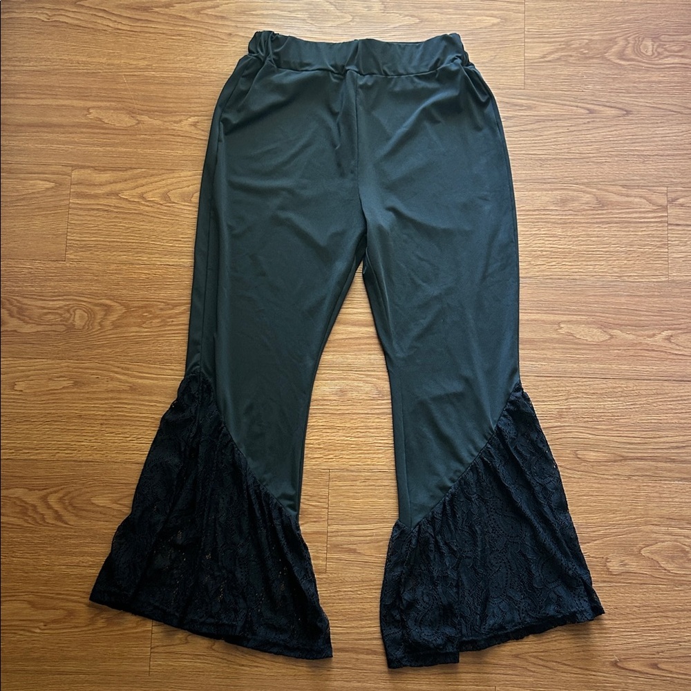 Yvette Black Highwaisted Flare Pants with Lace detail